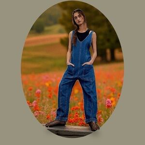 We the Free Denim High Roller Overalls.
Size: Small